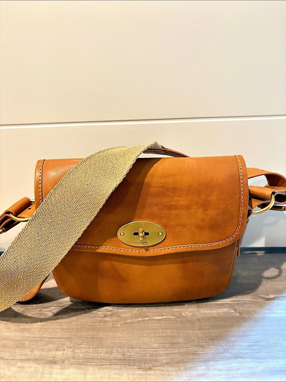 Margot New York Clara Turnlock Crossbody Brown Bag